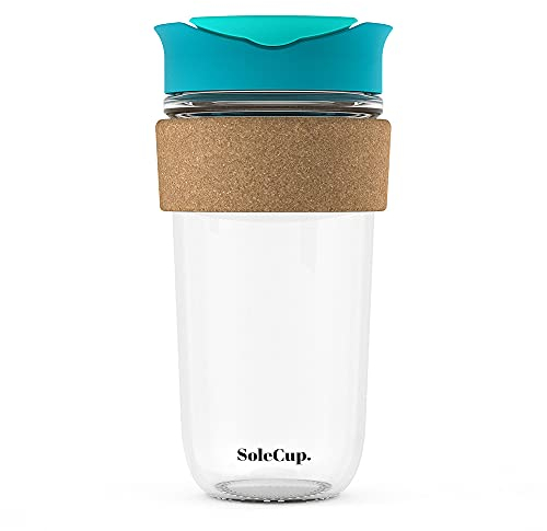 SoleCup. Large Travel Mug - Reusable Insulated Coffee Mug - 18oz/530ml BPA-Free Hot Drink Travel Mug with Lid & Cork Band (Blue, 530ml / 18oz)