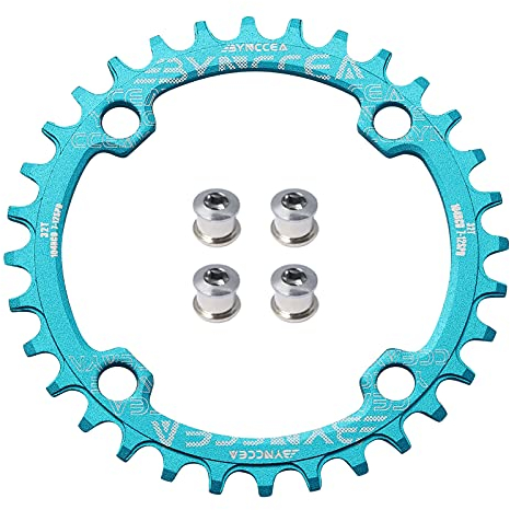 Bynccea Plato redondo 104 BCD 32T 34T 36T 38T estrecho anillo de cadena ancho único con 4 tornillos de rueda dentada 8 9 10 11 12 velocidades para bicicletas de carretera, MTB BMX