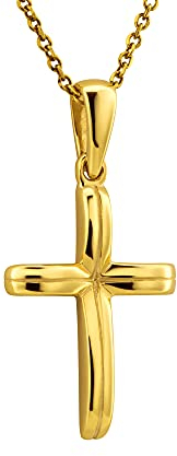 fish Goldene Kreuzkette Mit Verstellbarer Länge Und Federringverschluss Aus 333 Gold