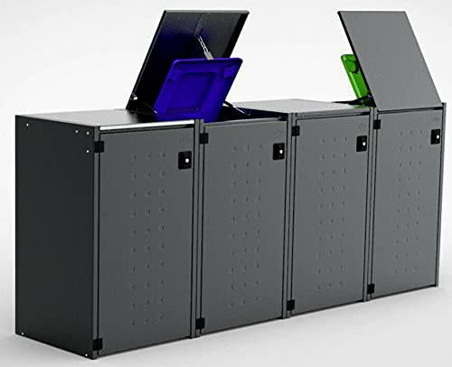 Mülltonnenbox 4x240L mit Kippdach aus Aluminium RAL-7016 Anthrazit, Mülltonnenhaus