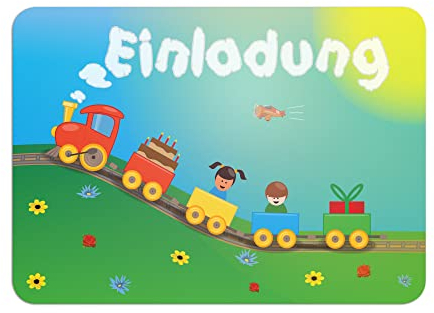 Einladungskarten für Kindergeburtstag 10x Party - Design: freundlicher Zug Eisenbahn Lok - die Einladung für Mädchen Jungen Kinder Einladungskarte zum Geburtstag Einschulung und Kinderparty DIN A6