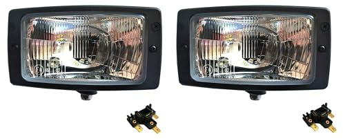 MelTruck 2x H4 Hauptscheinwerfer Set für Zetor Proxima Forterra Traktor Scheinwerfer 12V 24V mit Fernlicht Abblendlicht Positionslicht E8 E20 (Stecker) (Stecker)