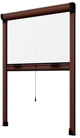 Zanzariera per Finestra a Rullo in Kit riducibile fai da te vari colori con frizione per finestre (140x160, Marrone)