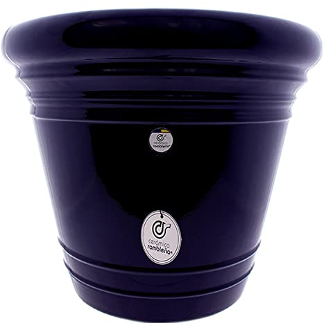 CERÁMICA RAMBLEÑA | Maceta Grande | Maceta Original | Maceta Exterior | Maceta Pintada rambleña - Azul Cobalto - Modelo D120 | 35x35x33 cm