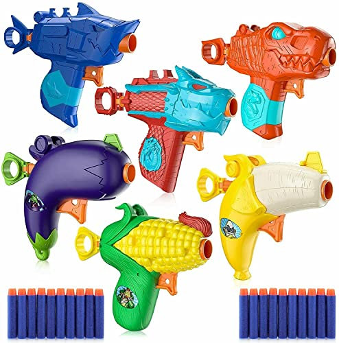 Pack Of 6 Shooting Toy Gun - Hours Of Fun With This Toy Blaster Set | Family Fun Activity, Team Up For Battle Wars, Includes 20 Soft Foam Dart Bullets | Ideal Christmas & Birthday Gifts For Kids