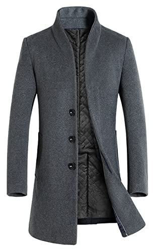 KINKOCCL Long Trench Coat Men Uk Regular Fit Military Winter Trench Coat Warm Overcoat Trenchcoat Wool Overcoat Full Length Double Breasted Long Pea Coat