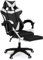 IDMarket - Fauteuil de Gaming Alex réglable avec Repose-Pied, Coussin de tête et Coussin Lombaire Noir et Blanc