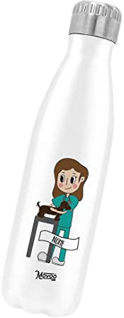 Borraccia Termica Bottiglia Termica Acciaio Inox 500ml Bottiglia Termica Made in Italy Ecologica Thermos 24 Ore Freddo & 12 h Caldo - Personalizzata con nome - Tecnico Veterinario Donna