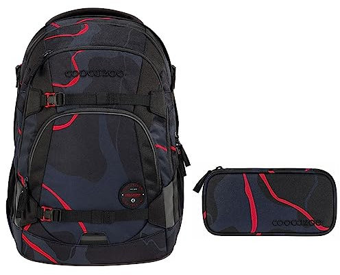 coocazoo MATE Schulrucksack-Set 2tlg inkl. Schlamperbox (Lava Lines)