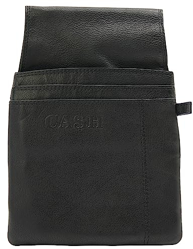 J JONES JENNIFER JONES Sacoche Ceinture en Cuir pour Les bourses de Serveur, Etui pour Portefeuille, Plusieurs Compartiments, léger et Pratique, Noir