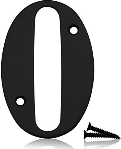 Bwintech 1 Pcs 75mm Matt Black SS304 House Numbers Door number 0, House Signs for outside, House Numbers Plaques for Front Wooden Door