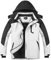 Spmor Damen wasserdichte Skijacke mit Kapuze Snowboard Mantel Warme Winter Schneejacken, Weiss/opulenter Garten, XL