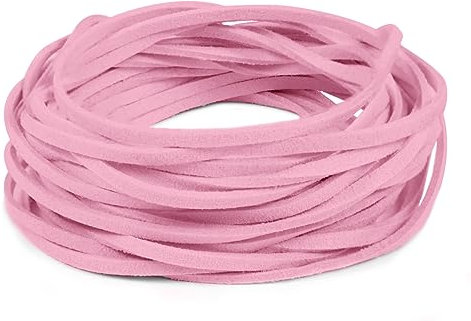 LEREATI Faux Leather Cord for Jewellery Making, 3mm Suede Cord Flat Leather String, 5m Leather Thong Beading Thread for Necklace, Bracelet, Pendants, Dream Catcher, DIY Crafts (Light Pink)