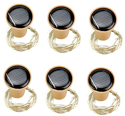 DOITOOL 6 Stück Außen-Lichterkette Led-Außenleuchten Lichterkette Solar-Lichterkette Weinkorken-Lichterkette Led-Lichterkette Weinflaschen-Lichter Lichtpfosten Dekorative