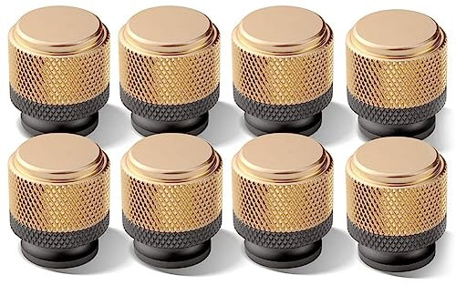 Fladhheg 8 Pcs Knurled Cabinet Knobs Kitchen Drawer Knobs Handles Bathroom Cabinet Door Knobs Decorative Pull Knobs (Gold)