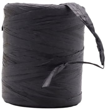 Guangcailun Hilo de Cuerda de Rafia Duradero y Resistente a la decoloración para Manualidades, Cinta de Papel Natural, Hilo de Ganchillo sólido de Fibra, Hilo de Papel de Rafia, Negro