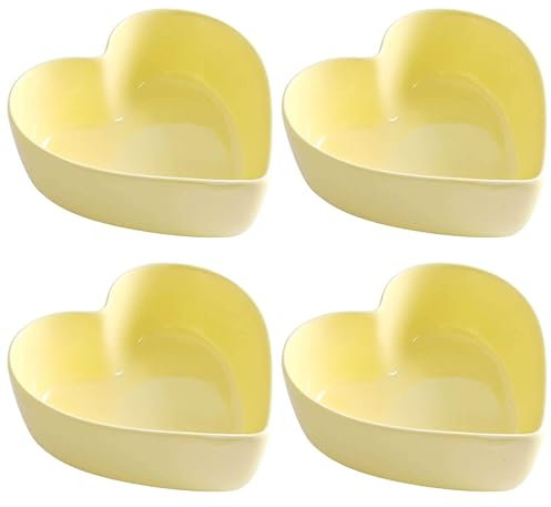 TYMYYS Ensemble De Ramequins, 230ml, Ramequins Crème Brûlée Forme De Cœur, Plats à Soufflé Allant Au Four, Souffle Ramekins, Ramequins Pour Friteuse À Air-jaune-Set of 4