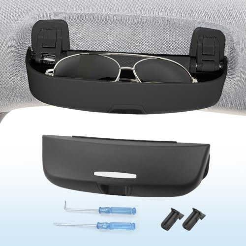 Coleya Auto Brillenetui Kompatibel mit Audi A3 A4 A5 A6 Q3 Q5 Q7, Sonnenbrillenhalter, Brillen Aufbewahrungsbox für A3 8V 8Y A4 B8 B9 A5 8T F5 A6 C7 C8 Q3 8U F3 Q5 8R FY Q7 (Schwarz)