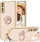 TVVTPU Coque pour Honor 90 avec Cordon et 360 Degrés Anneau Support, Étui Housse Antichoc Souple Silicone TPU Bumper Protection Case avec Amovible Collier, Rose