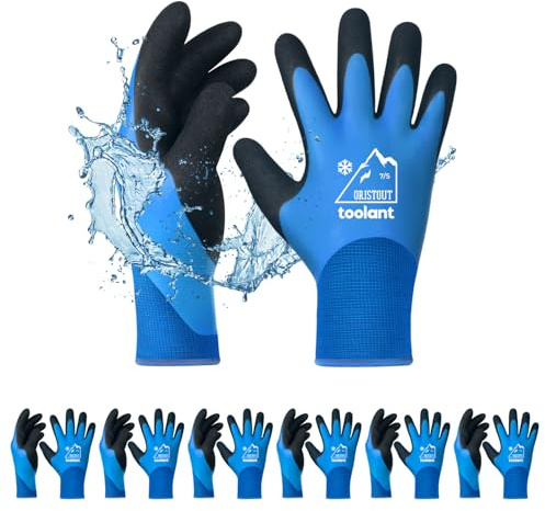 OriStout Winterarbeitshandschuhe, wasserdicht, Touchscreen, Blau, XXL, 6 Paar