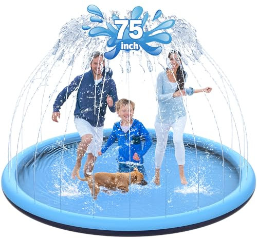 CACSPS Tapis Anti-éclaboussures antidérapant de 190 cm pour Enfants et Chiens, arroseur épais, Jouets Aquatiques d'été en Plein air, pataugeoire Extra Large pour Enfants