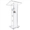 Vakiorn Acryl Podium, Transparenter Acryl Rednerpult mit Rädern & Speicher Regal, Kirche Kanzel mit 15 Farbe LED-Licht, Podium Ständer for Kirche, Vortrag, Hochzeit, Klassenzimmer(23.6x16.1x 45.2)