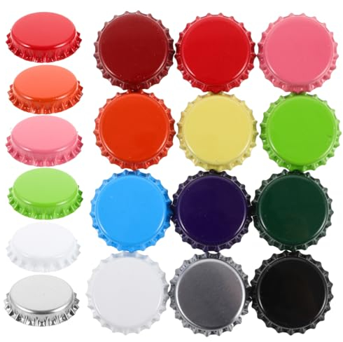 KONTONTY DIY Beer Bottle Cap Wall Decor Set 60pcs Colored Metal Caps Iron Craft Supplies for Home Decor