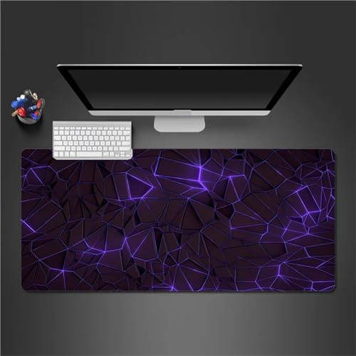 Mauspad,Groß XXL Gaming Mauspad Extended Large Lila Schwarze Geometrie Mouse Pad Premium-Strukturiertes Rutschfestes mit Genähten Kanten Schreibtisch Matte für Notebooks, PC 600x400x3mm