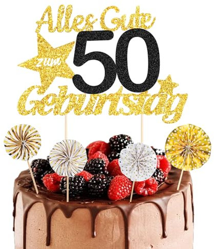 ALEGRE® Torten Deko 50 Geburtstag Mann Frau, 5 Stück Tortendeko Geburtstag 50, Kuchendeko 50 Geburtstag Deko, Alles Gute zum Geburtstag 50,50. Geburtstag Männer Frauen Kuchen Deko,Cake Topper 50 Jahre