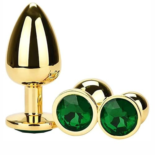GeRRiT 3 Stück Analplugs Set S/M/L Metall Butt Plug Hook mit Kristall Diamant Analdildo Anus Dilatator Prostata Massage Masturbation Anal Training Sex Spielzeug für Frauen Männer(Grün)