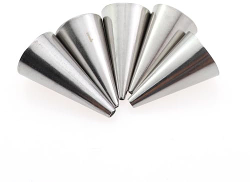 ZQIY 5PCS Round Mouth Fine Hole Laminating Nozzle Stainless Steel Frosting Piping Nozzle Milking Grease Nozzle Set Tracing Writing Buttercream Cake Baking DIY Depicting Biscuit Decorating Tools