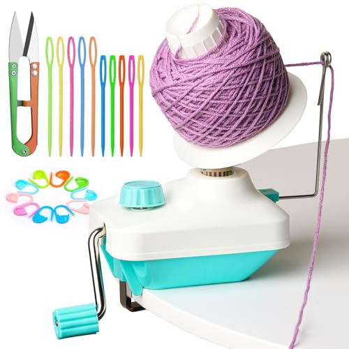 Ruasol Wollwickler, Wollwickler Garnwickler Kugelwickler Handbetriebener | Einfach zu Garnkuchenwickler-Spinner, Strickgarnrolle mit Garnnadel-Set Zum Häkeln, der Helfer für Strickliebhaber