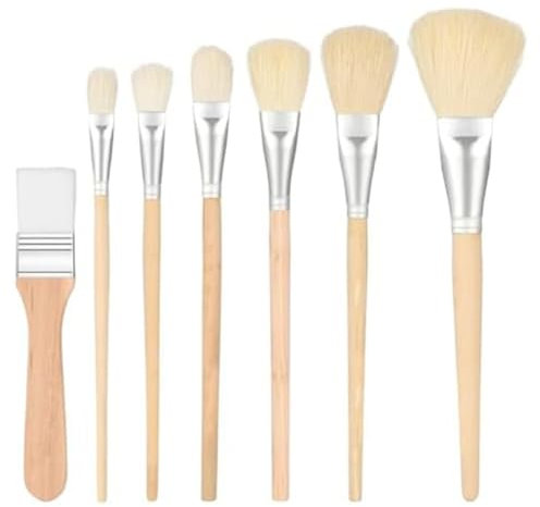 Diheohg Mopp-Pinsel für Acrylmalerei, Acryl-Pinsel-Set in Verschiedenen Größen, Misch-Mopp-Pinsel mit Holzgriff, 7-Teiliges Set