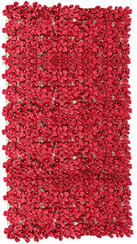 UWEOTYYY Künstlicher Blumenzaun -Gitterzaunpaneele Gartenwand Privatsphäre Zaun für Hochzeitshof rot 50x100 cm