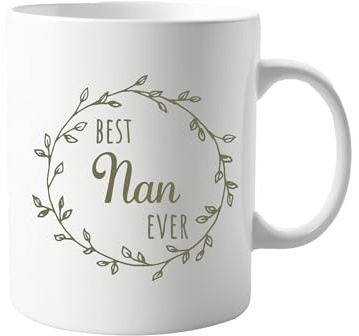signkitsuk Best Nan Ever 11oz Mug – Elegant Leaf Ring Design Mug for Grandmothers – Beautifully Crafted Coffee Mug for Nan to Enjoy Her Favourite Hot Drinks in Style!