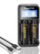 Batterie ricaricabili 3,7 V con caricabatterie, batteria piatta top 3300 mAh, batteria piatta ricaricabile per torcia elettrica, lampada anteriore, lampada solare, mini ventilatore, 2 pz