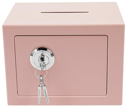 Kleiner Geldtresor, 4.6L Kleiner Safe Tresor mit Schlüssel, Mini-Safe aus Stahlkonstruktion, Möbeltresor für Büro, Zuhause, Hotel (Rosa)