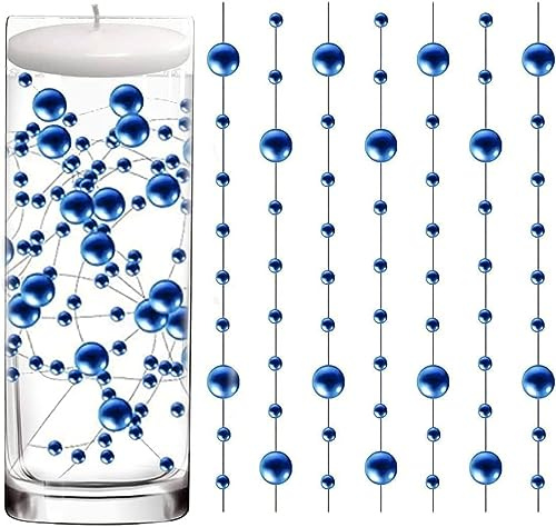 20 Deko,Blau Schwimmende Kerzen Kunstperlen Perlenschnur Vasenfüller 1,3 M | Schwimmkerzen für Hochzeit Deko für Tischdekoration Valentinstag Braut Haarschmuck Heimdekoration Keine Kerzen