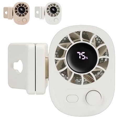 Mini Ventilatore Portatile con Display LED, Mini Ventilatore da Auto con Rotazione a 360°, 100 Velocità Regolabili, Raffreddamento Personale Batteria 1800Mah, per Tavolo Ufficio di Casa white