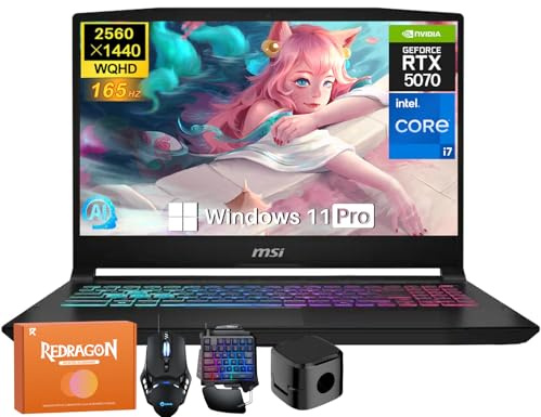MSI Katana 15HX Gaming Laptop, NVIDIA GeForce RTX 5070 8GB GDDR7 GPU, 14a generazione Intel i7-14650HX, 15.6 165Hz 2.5K QHD, 32GB DDR5 RAM, 2TB SSD, RGB KB, Copilot AI, Win 11 Pro, W/Accessories
