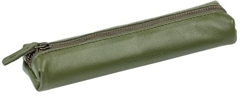 Clairefontaine 107511C - Schlampermäppchen - Stiftetui Flying Spirit, aus echtem Lammleder, 19x4x2,5cm, Khaki, 1 Stück