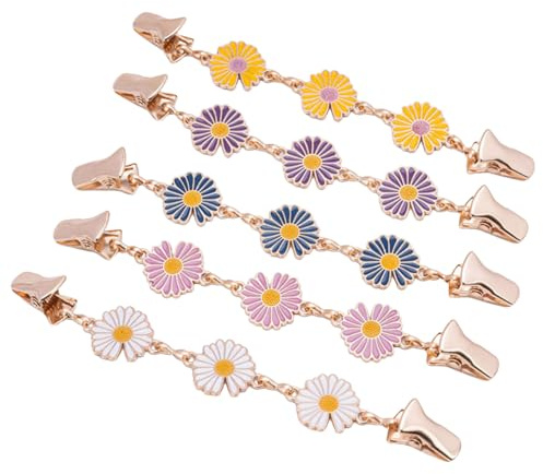 BSITSSS 5 Pièces Cardigan Clip Daisy, Couleur Châle Clips Pull, Marguerite Fleur Broche Pins Pinces Vetement pour Cardigans Capes Robes et Chemises Serrage De Taille