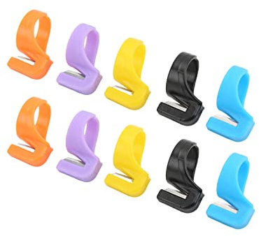 Jenivaint 10pcs Ring Cutter Thread Cutter Tool Sewing Thread Snip Handheld Trimmer with Automatic Unfold Split Knife Design Plastic Material for Sewing Knitting Embroidery
