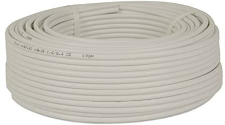 Premium X Cavo coassiale satellitare, 20 m, 90 dB, Twin Mini 2 X 4 mm, bianco, 20 m, cavo antenna FullHD HDTV 4K