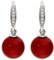 MYA art Damen Perlenohrringe Hängend Ohrhänger Ohrringe mit Perlen Zirkonia Strass Steinen Silber Perle Rot 10mm MYAWGOHR-66