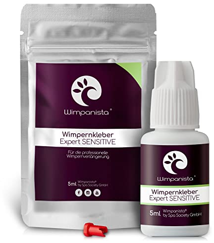 Wimpanista® Wimpernkleber SENSITIVE (5ml) für die Wimpernverlängerung, 3-4 Sek. Trocknungszeit, Farbe Schwarz