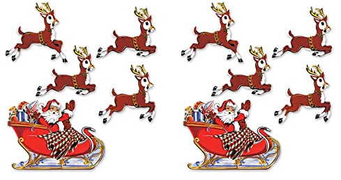 Beistle 20055 Vintage Weihnachtsmann & Schlitten, 103,4-173,4-10,2 cm, mehrfarbig