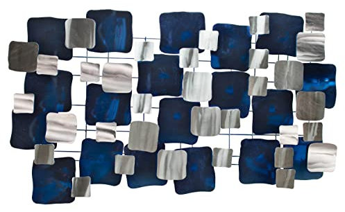 KunstLoft Wanddeko Metall | 100% HANDGEFERTIGT | 117x65x5cm | Wandbild Metall 'Der Wintersturm' | Abstrakte Skulpturen | Blau Silber | Wandskulptur | Metalldeko Wand Wohnzimmer