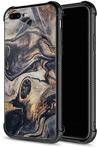 CARLOCA Compatible with iPhone 8/7/SE Case, Black Gold Marble, Graphic Design Shockproof Anti-Scratch Hard Back Case