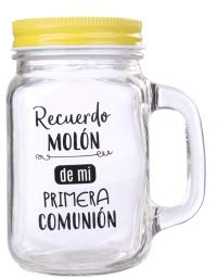 Jarras de Cristal con Caña RECUERDO MOLÓN COLOR AMARILLO - Jarras Frases para Detalles Bodas y Comuniones